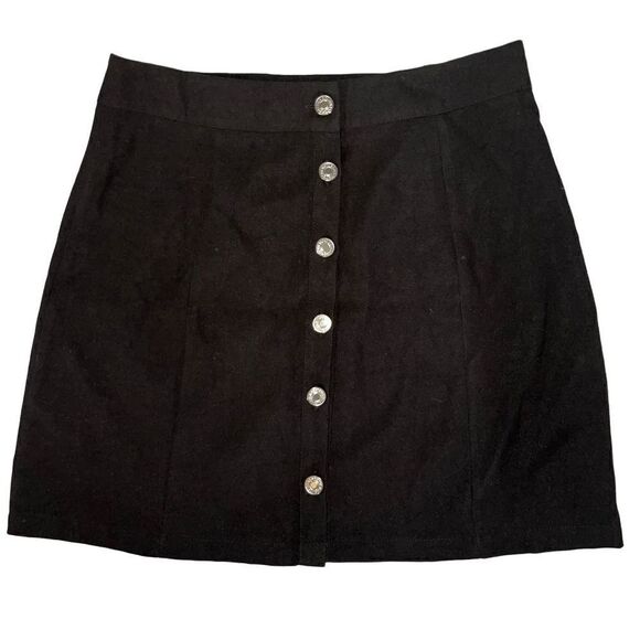 Boutique black a-line suede like mini skirt medium NWT - Picture 2 of 7